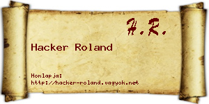 Hacker Roland névjegykártya